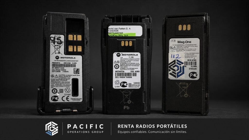 Baterías Motorola IMPRES, Motorola originales y Mag One verificadas para renta de radios portátiles en Costa Rica