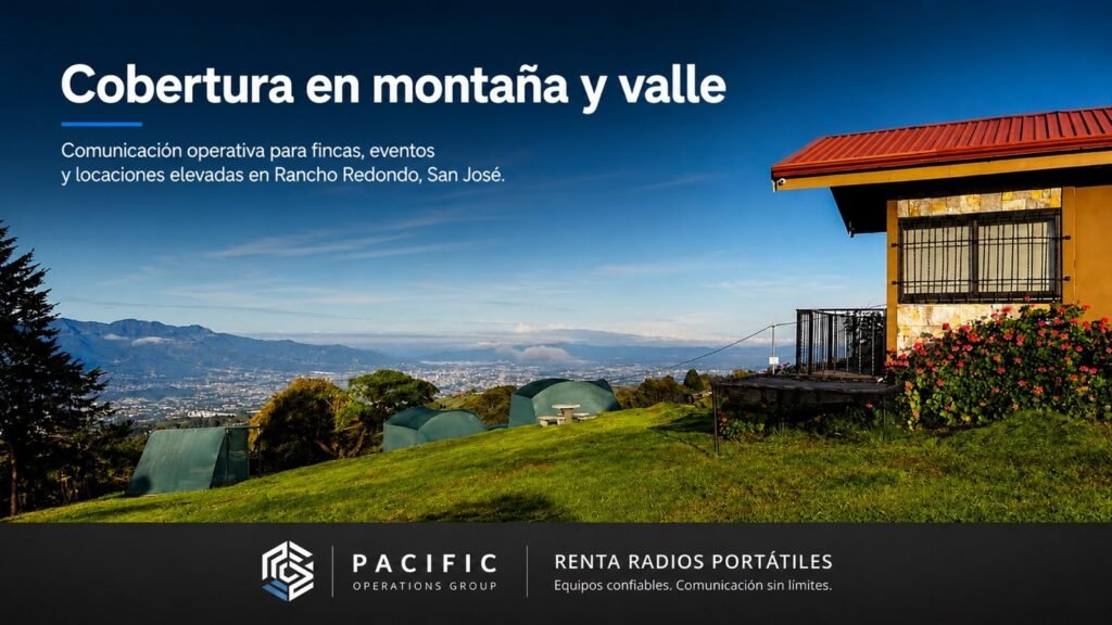 Vista de montaña y Valle Central, San José, como ejemplo de cobertura y comunicación operativa con radios portátiles profesionales en locaciones GAM.